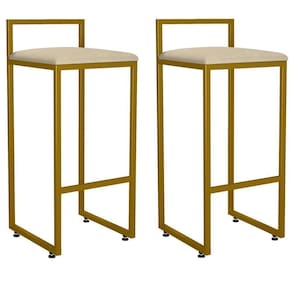 Kit 02 Banquetas Altas Hanna Dourado Suede Bege
