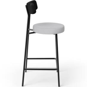 Banqueta Baixa Bar Cozinha E Sala De Jantar Milão L02 Couríssimo Preto Linho Cinza -LyamDecor