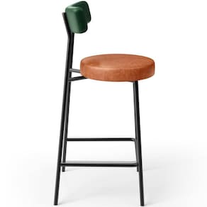 Banqueta Baixa Cozinha Sala Jantar Bancada Milão L02 Facto Verde Musgo Camel -LyamDecor