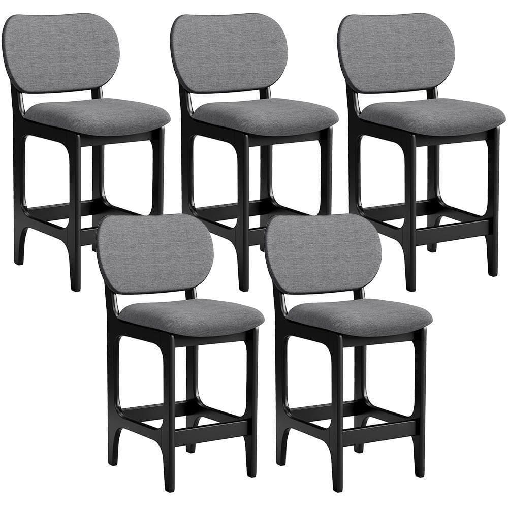 Kit 05 Banquetas Baixa Bar Cozinha E Sala De Jantar Fixa Betta L02 Preto Linho Cinza Escuro
