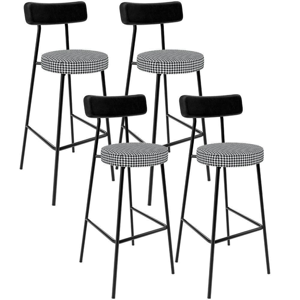 Kit 04 Banquetas Alta Cozinha Sala Jantar Em Aço Milão L02 Couríssimo Preto Pied Poule