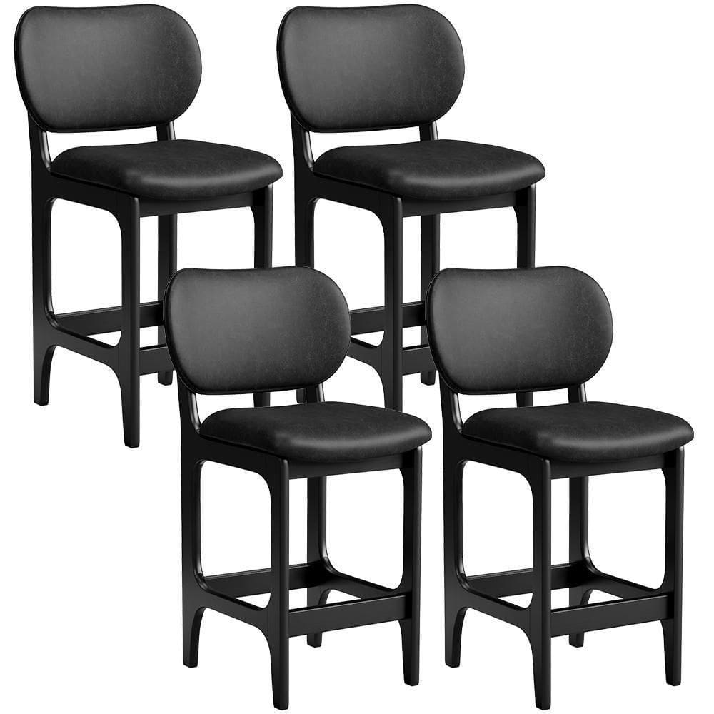 Kit 04 Banquetas Baixa Bar Cozinha E Sala De Jantar Fixa Betta L02 Couríssimo Preto