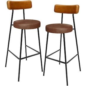Kit 02 Banquetas Alta Bar Cozinha Sala De Jantar Milão L02 Couríssimo Whisky Marrom