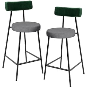 Kit 02 Banquetas Baixa Cozinha E Sala Jantar Bancada Milão L02 Facto Verde Cinza Escuro