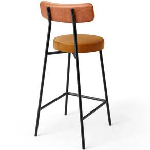 Banqueta Baixa Cozinha Sala Jantar Bancada Milão L02 Couríssimo Camel Whisky