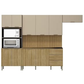 Armário De Cozinha 4 Peças Charm04 Balcão Sem Tampo 160cm K02 Freijó/vanilla - Mpozenato