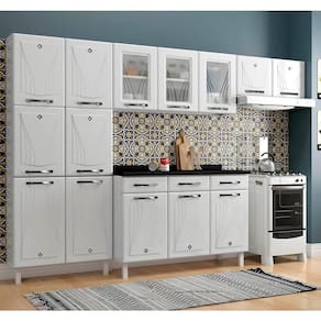 Cozinha De Aço Completa Telasul Star New C/ Vidro E Balcão Branca