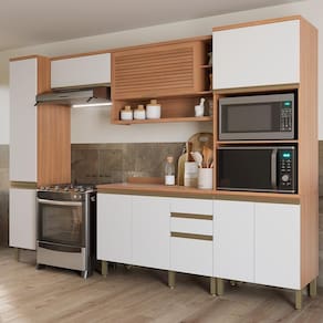 Cozinha Completa Thela Bárbara 5 Peças Com Balcão Freijó/branco