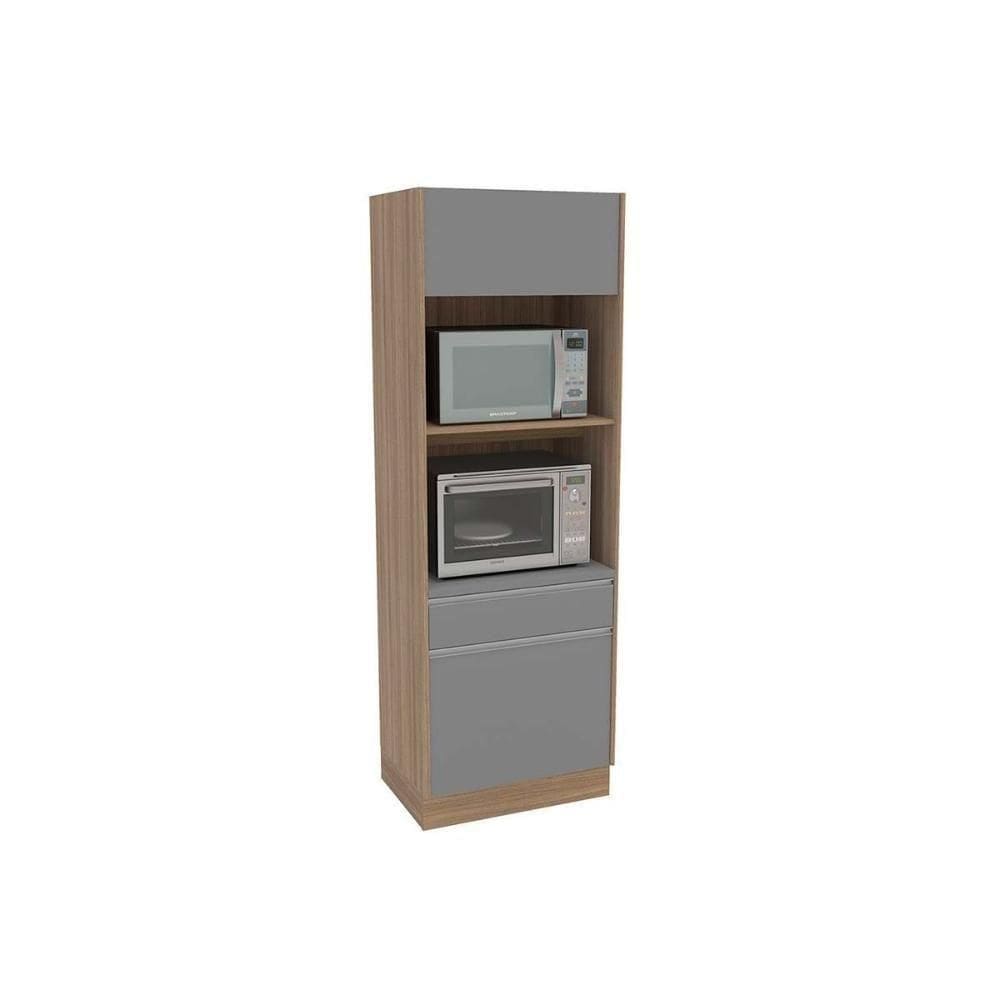 Paneleiro De Cozinha Campanele Com 2 Portas E 1 Gaveta 72cm Castanho-cinza - Politorno