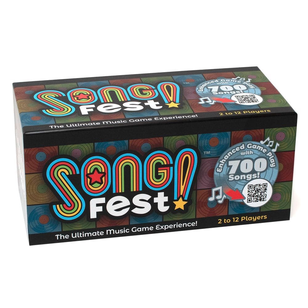 Jogo de festas de curiosidades musicais SongFest! com códigos QR de músicas
