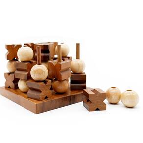 Jogo de madeira Tic Tac Toe BSIRI Decoração de mesa de café rústica
