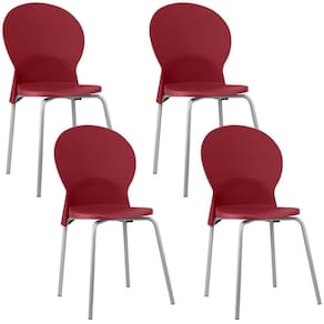 Kit 04 Cadeiras Para Sala De Jantar Cozinha Mond F02 Base Aço Cinza Vermelho - Lyam Decor