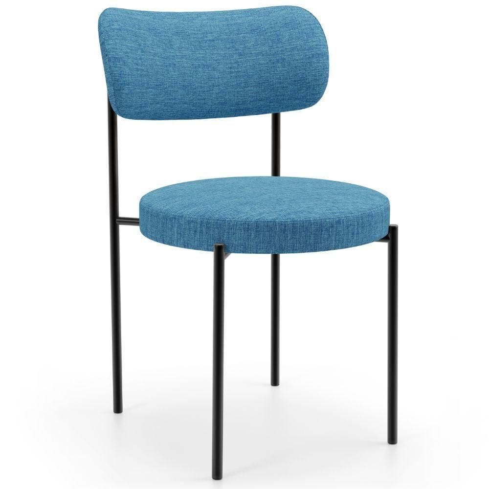 Cadeira Decorativa Estofada Para Sala De Jantar Louise L02 Linho Azul - Lyam Decor