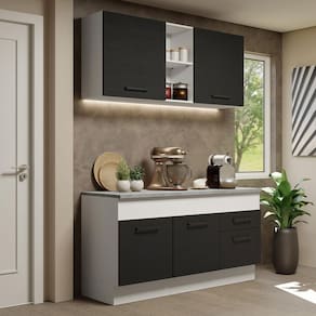 Cozinha Compacta 150001 Com Armário E Balcão Branco/Preto