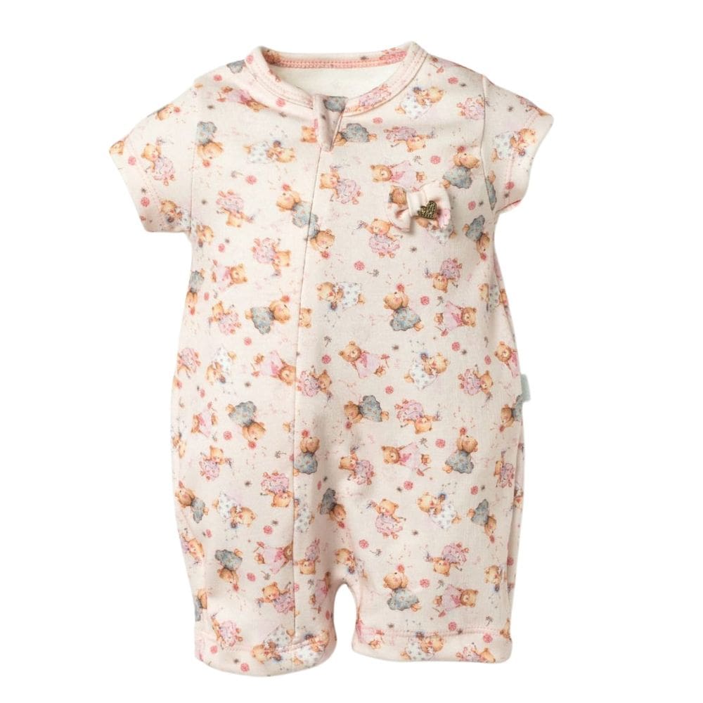 Macacão Bebê Menina Curto com Zíper Rosa Aurora - Hug