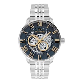 Relógio Technos Masculino Aut Prata - G3265As/1A Bisel Azul