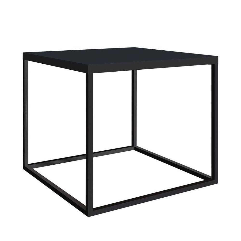 Mesa Lateral Estilo Industrial Cube Preto Texturizado/Preto - Artesano