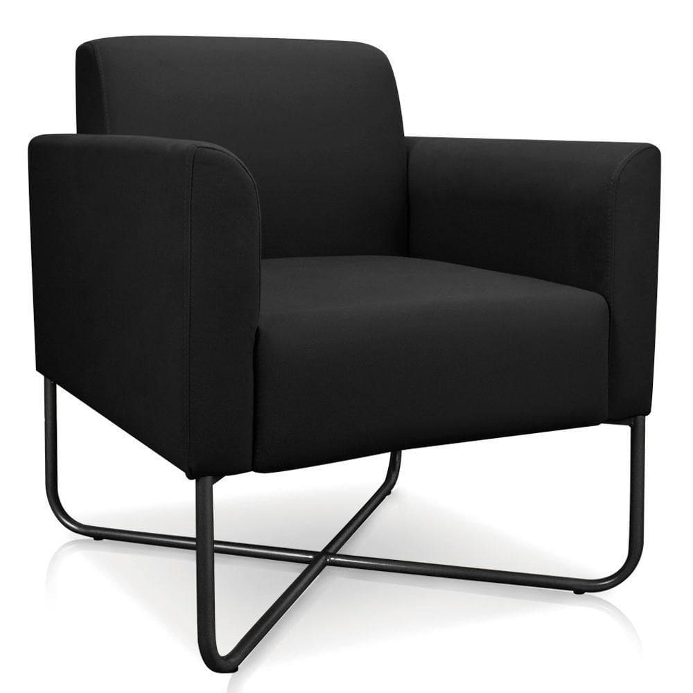 Poltrona Decorativa Base Industrial X Preta Maressa S07 Suede Preto