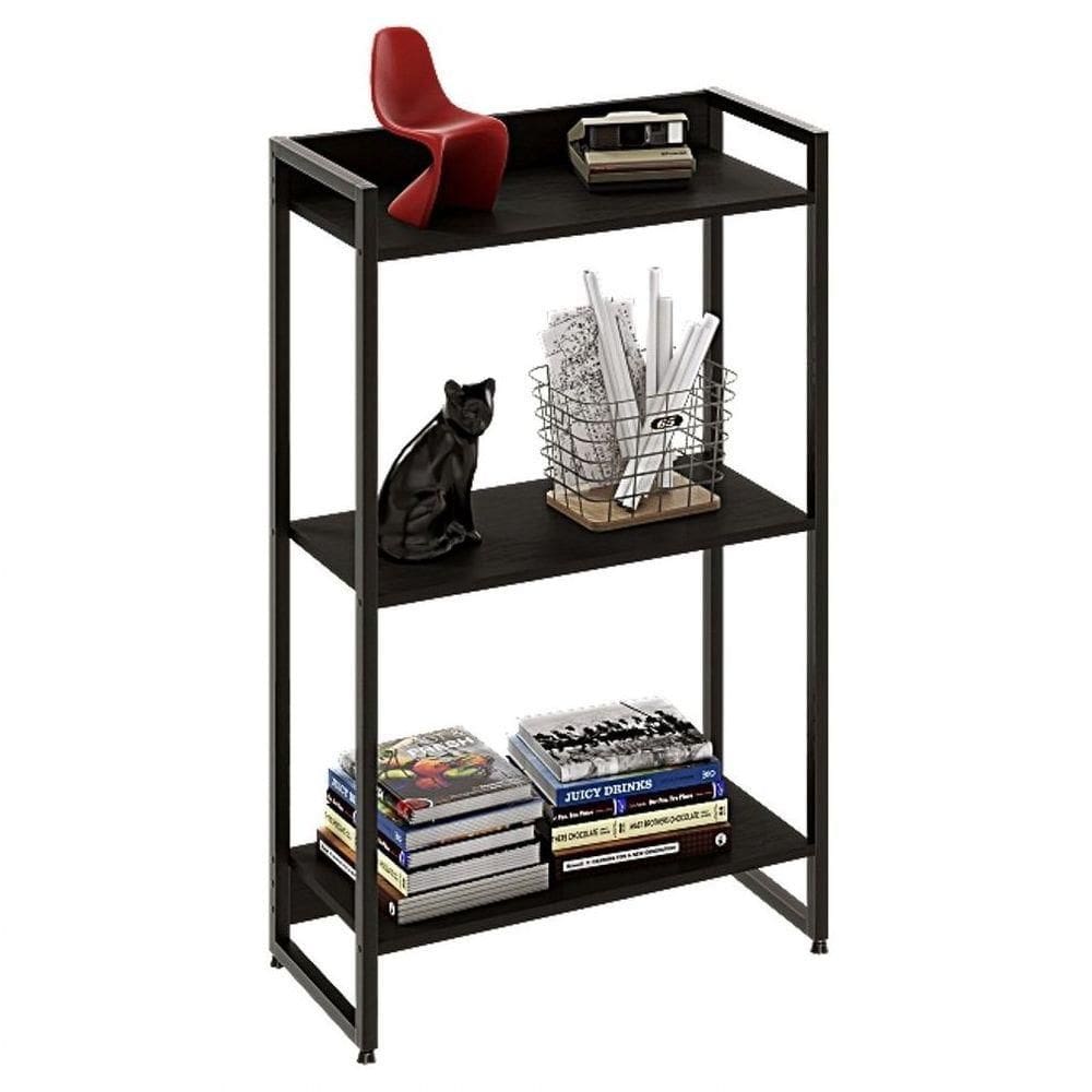 Estante Livreiro Industrial 60cm 3 Prateleiras Preto Onix