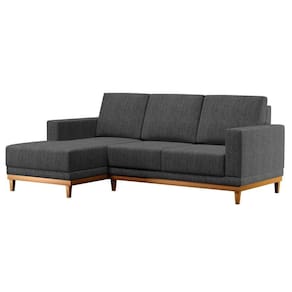 Sofá Kayrós 200cm 3 Lugares Com Chaise Direito D05 Linho Chumbo - Mpozenato