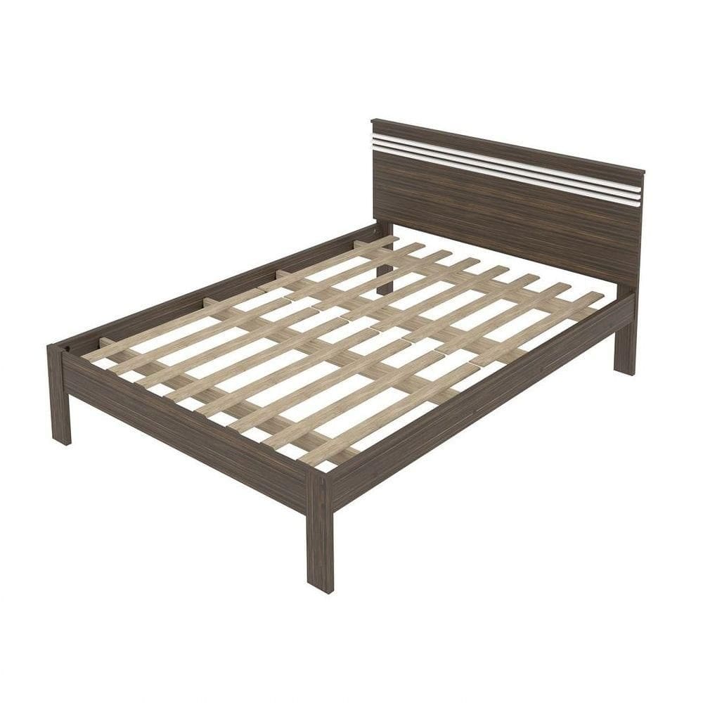 Cama De Casal Madeira Cm8009 Nogal/branco