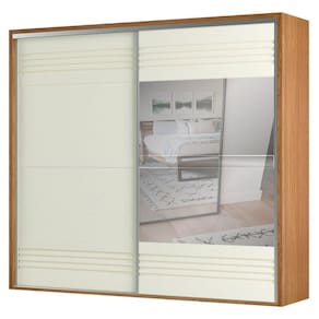 Guarda Roupa Casal Com Espelho 267Cm 2 Portas 100% Mdf Tw603E Freijó/Off White