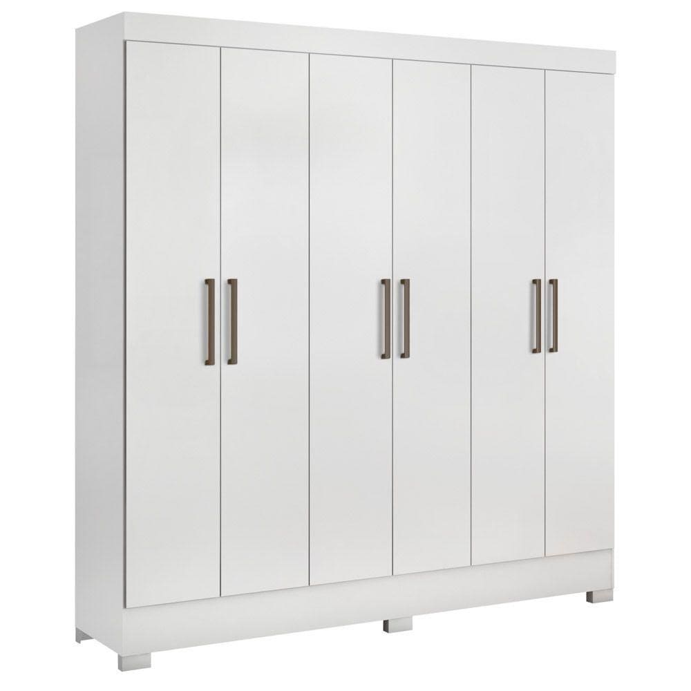 Guarda Roupa Casal 6 Portas 3 Gavetas Pratico D02 Branco