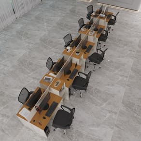 Estação De Trabalho 10 Lugares Smart Office 10 Mesas 8 Armários Livreiro Off White E Cedro