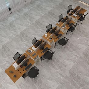 Estação De Trabalho 10 Lugares Smart Office 10 Mesas 8 Armários 2 Aparadores Off White E Cedro