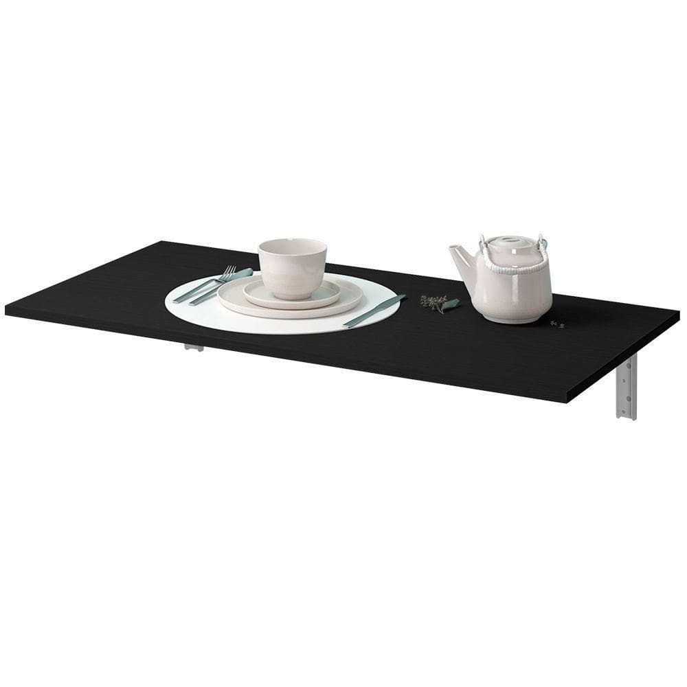 Mesa Dobrável De Parede Cozinha Escritório 120X45 Preto