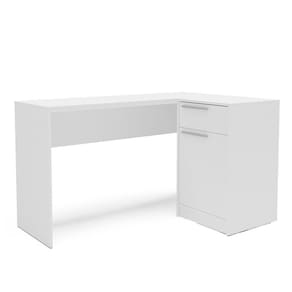 Mesa Moscou 1 Gaveta 1 Porta Montagem Em L Ou Reta Politorno Branco