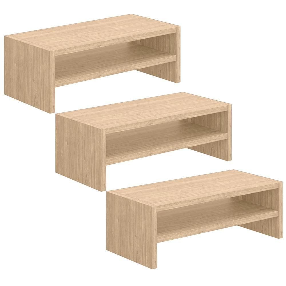 Kit 03 Suportes Stand Para Monitores Mesa Escritório Home Office Lap L03 Amadeirado