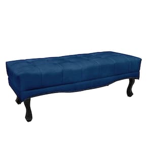 Recamier Decorativo 160cm Loewe Pés De Madeira Azul Marinho