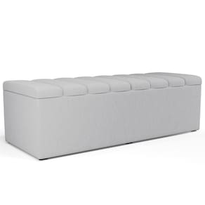 Calçadeira Recamier Baú Casal 140X50 Cm Linho Cinza