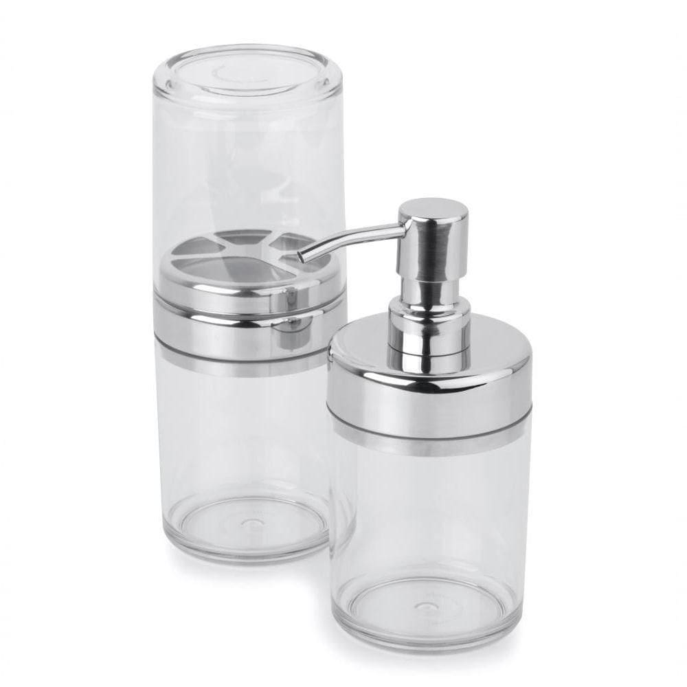 Kit Banheiro Acessórios Pia Acquaset Transparente 2 Peças