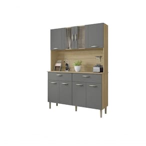 Kit De Cozinha 8 Portas 2 Gavetas Pan Kits Parana Freijó/gris