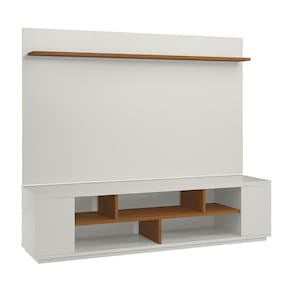 Rack Heloísa 2 Portas E Painel Lívia C03 150 Cm Cor Laca Off White/caramelo
