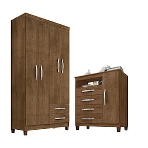 Guarda Roupa Solteiro 4 Portas 2 Gavetas Modena Com Cômoda Sapateira 4 Gavetas 1 Malbec Incorplac