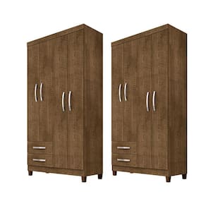 Kit Com 2 Guarda Roupa Solteiro 4 Portas 2 Gavetas Modena Malbec Incorplac