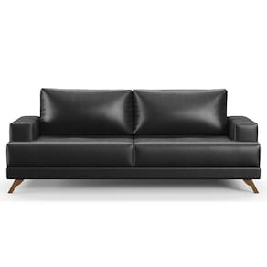 Sofá 160Cm 2 Lugares Pés Curvos Santi Sintético D05 Preto - Mpozenato