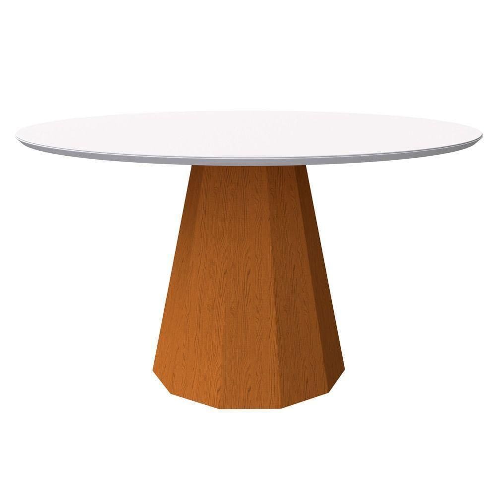 Mesa De Jantar 6 Lugares 1,35m Tampo Vidro Ypê Off White