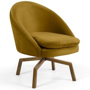 Poltrona Base Ka Madeira Rafa B-279 Veludo Mostarda