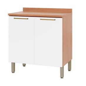 Balcão 80cm Sálvia 2 Portas Com Tampo 908101 Telasul Branco E Freijó