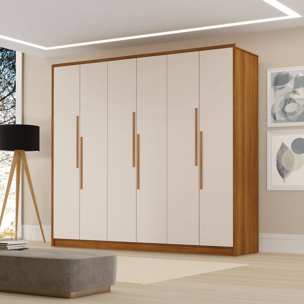 Guarda Roupa Casal Moderno Cordoba 100% Mdf c/ 6 Portas Corrediças Telescópicas - Luapa - Carvalho New/Off
