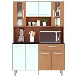 Cozinha Compacta Poliman Gabi 8 Portas Carvalho Branco