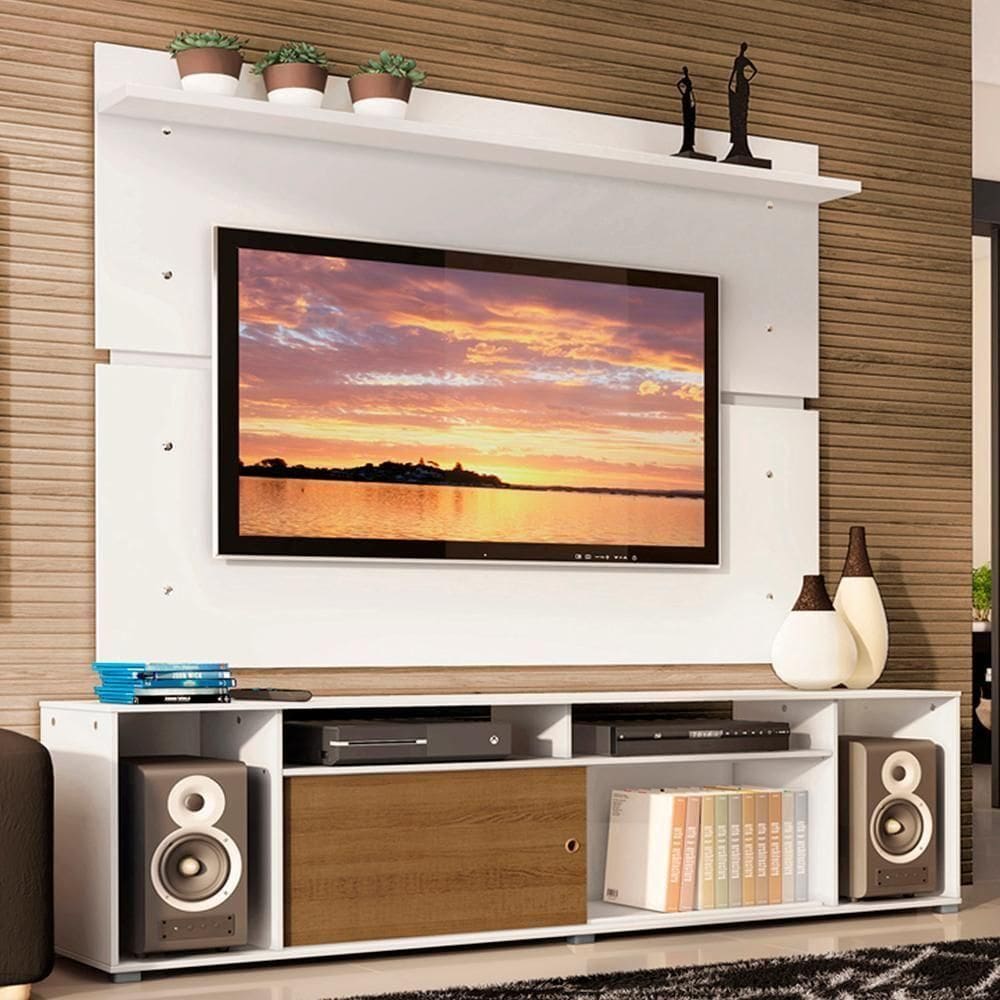 Rack Cancun E Painel Para Tv Até 65" Branco/Rustic/branco
