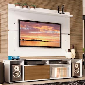 Rack Cancun E Painel Para Tv Até 65" Branco/Rustic/branco