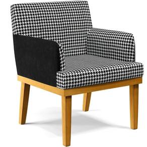 Poltrona Base Mel Suede Pied Poule Couríssimo Preto
