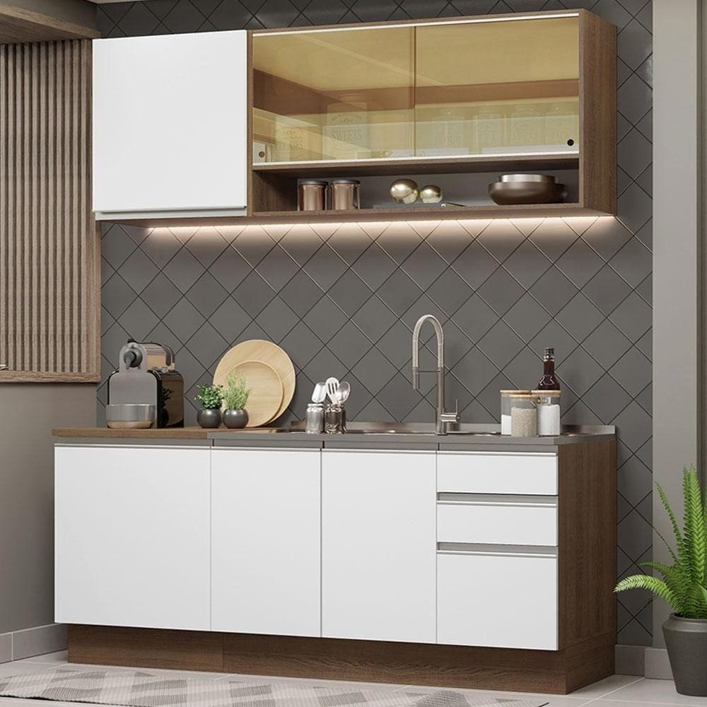 Cozinha Completa 180006 Com Armário E Balcão Rustic/branco