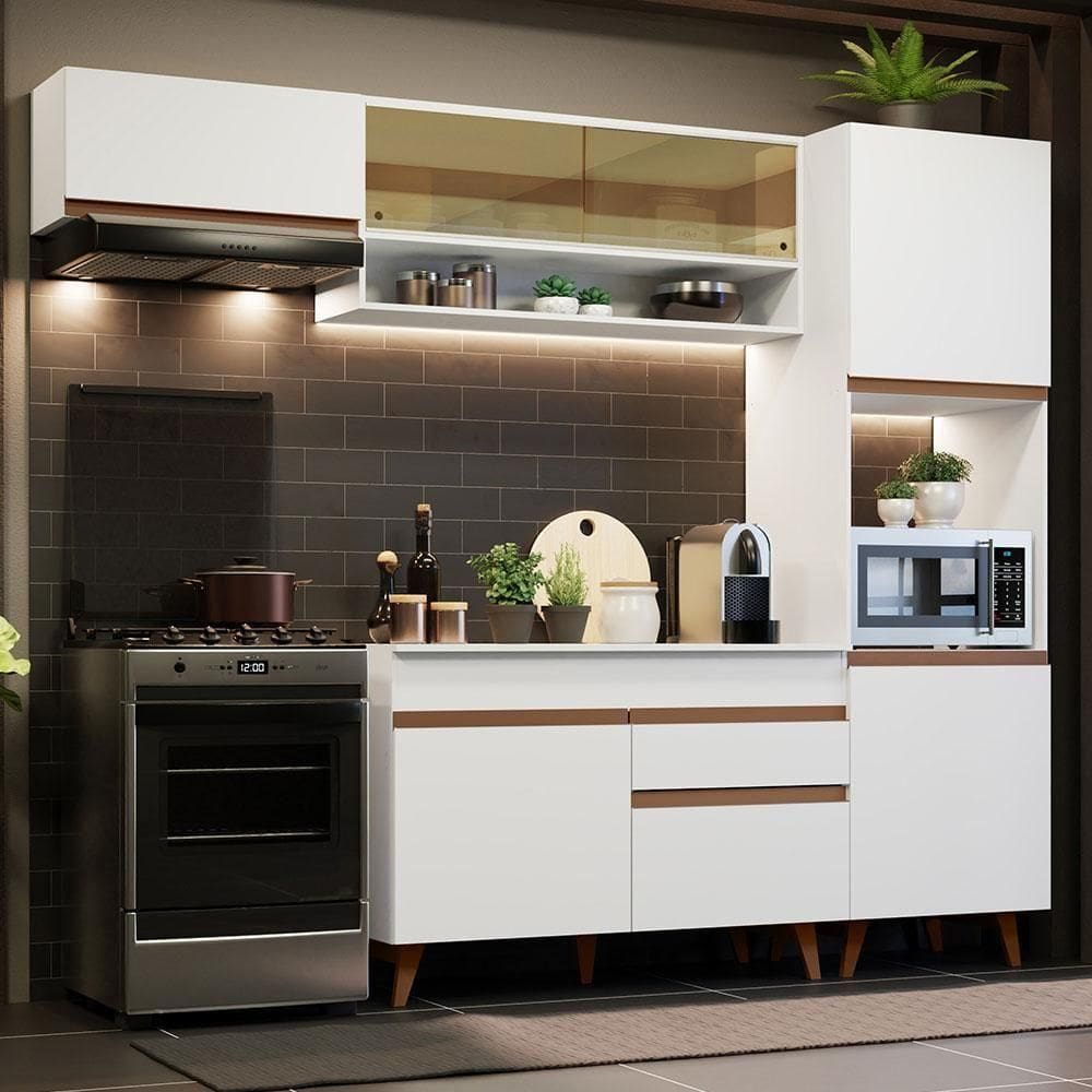 Cozinha Completa 250004 Com Armário E Balcão Branco Branco